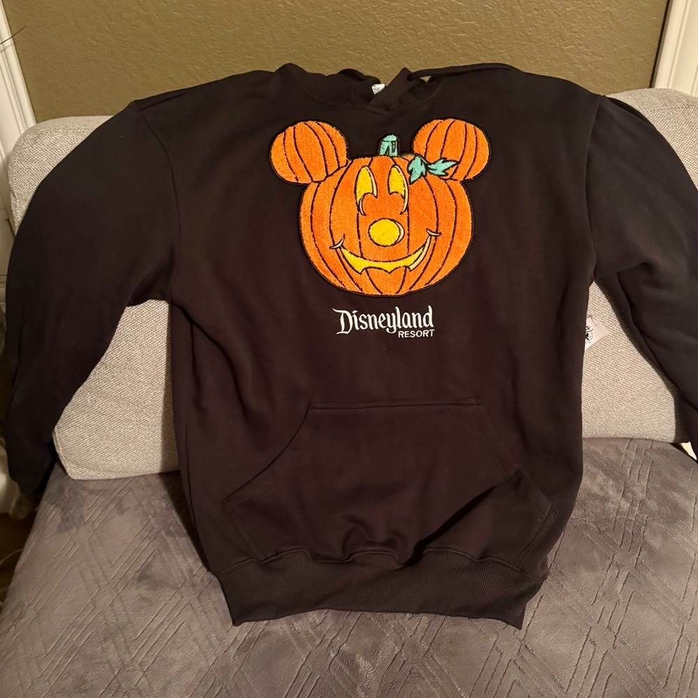 DISNEY MICKEY PUMPKIN Black Hoodie pullover cotton Disneyland / NEW!